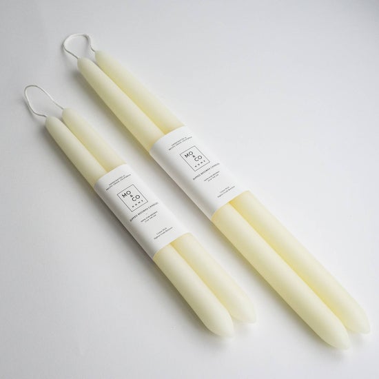 14" 100% Beeswax Taper Candles | Natural White