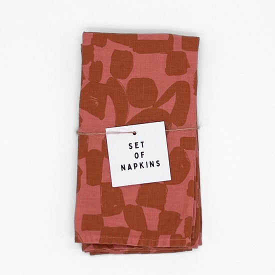 Linen-Cotton Napkins | Check | Amber & Apricot | Set of 2