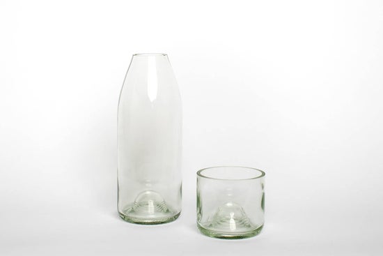 Upcycled Wine Bottle Carafe Set | Clear