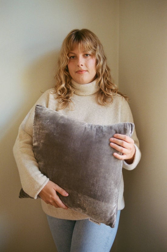 Charcoal Naturally Dyed Velvet Pillow