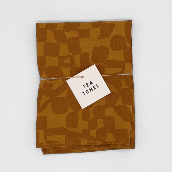 Linen-Cotton Tea Towel | Check | Amber & Deep Gold
