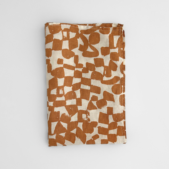 Linen-Cotton Tea Towel | Check | Amber & Natural