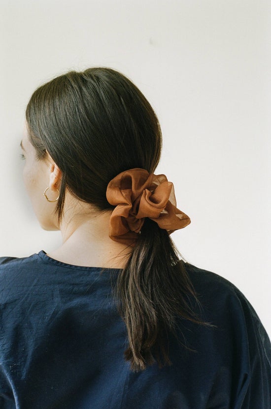Botanically Dyed Silk Organza Scrunchie in Rust