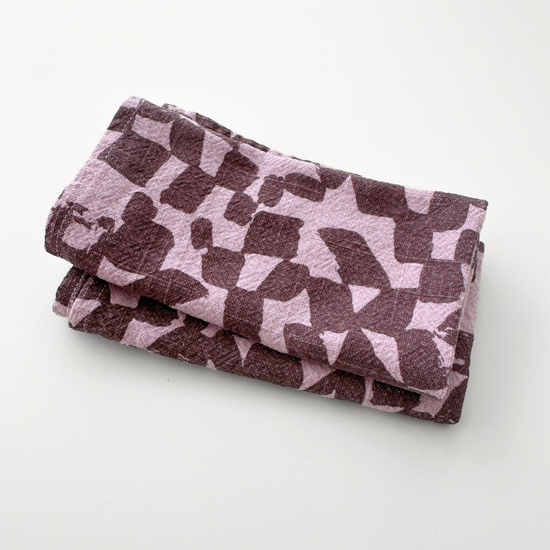 Textured Linen-Cotton Napkins | Check | Moonbeam & Lavender | Set of 2