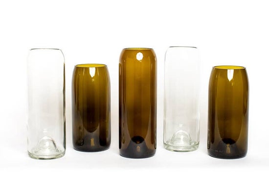 Upcycled Wine Bottle Vase | Tapered Green