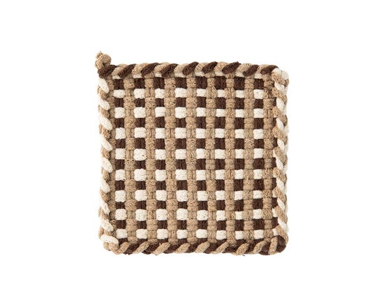 Woven Mat | Sand Collection | Flax, Chocolate, & White