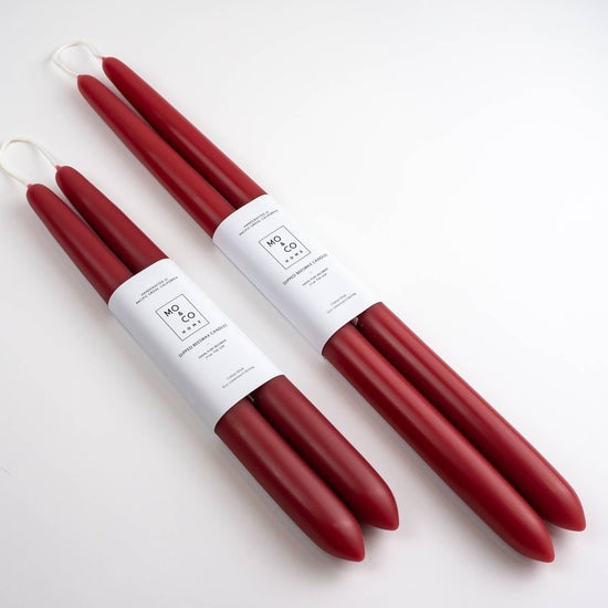 14" 100% Beeswax Taper Candles | Berry Red