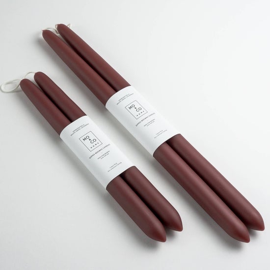 14" 100% Beeswax Taper Candles | Burgundy