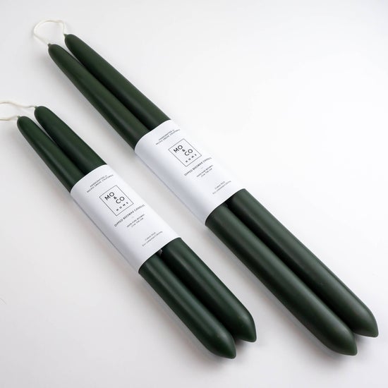14" 100% Beeswax Taper Candles | Forest Green