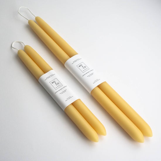 14" 100% Beeswax Taper Candles | Natural Gold