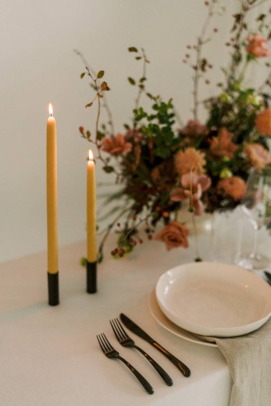 14" 100% Beeswax Taper Candles | Natural Gold