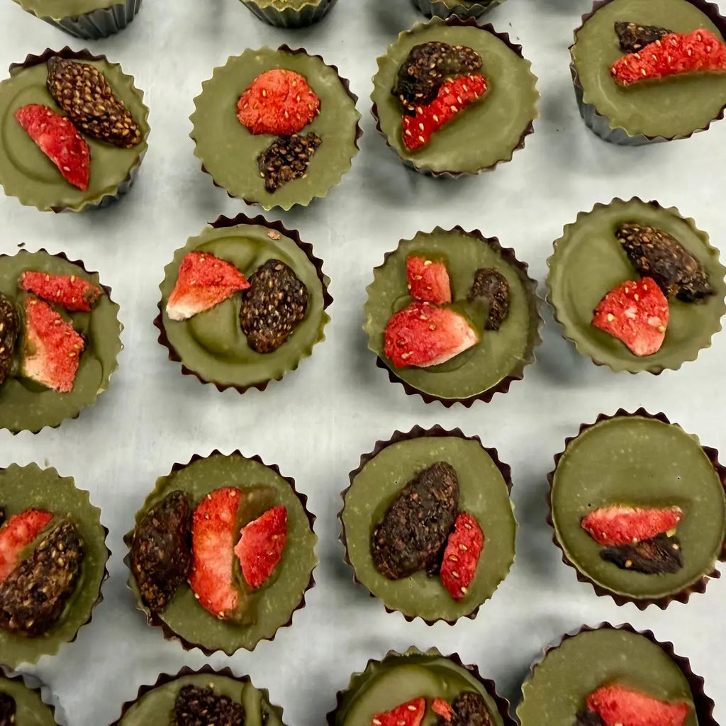 Matcha Strawberry Chocolate Cups
