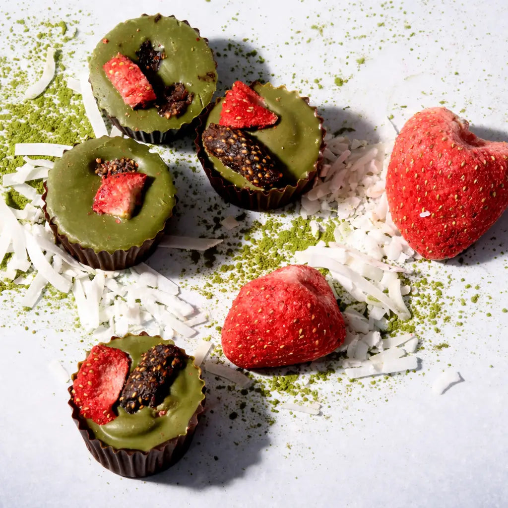 Matcha Strawberry Chocolate Cups