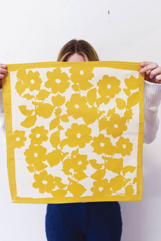 Hand Printed Linen Napkins | Anita | Yellow