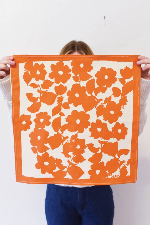 Hand Printed Linen Napkins | Anita | Orange