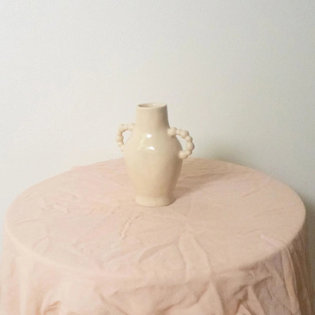 Beaded Ceramic Bud Vase | Cream