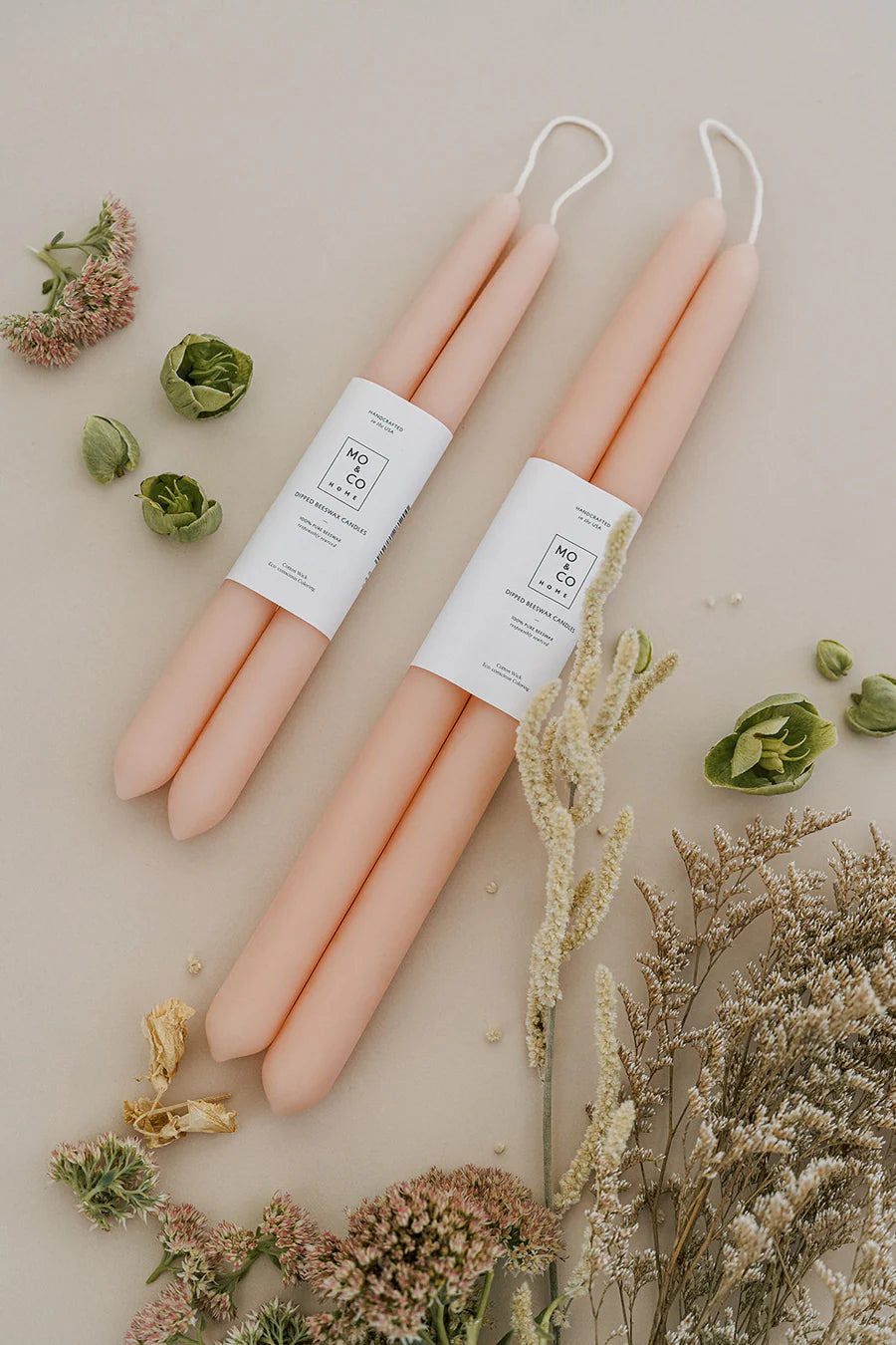 14" 100% Beeswax Candles | Pink Rose