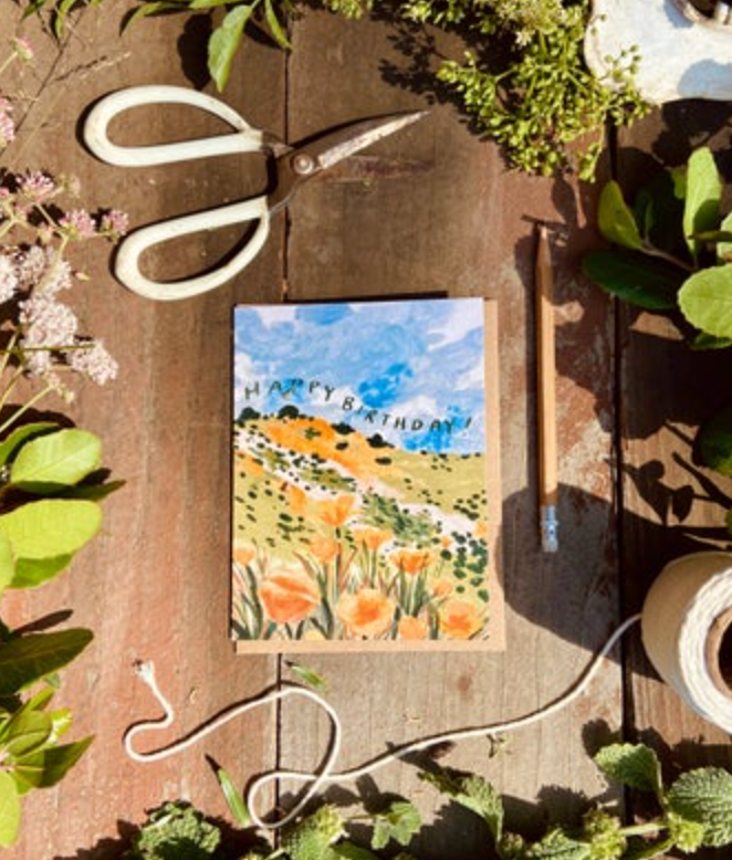 Poppy Wildflower Birthday Card