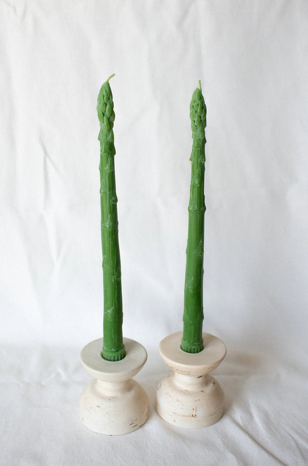 Asparagus Beeswax Taper Candles | Set of 2