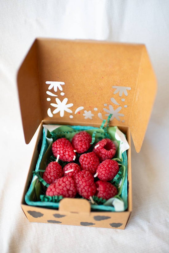 Beeswax Raspberry Birthday Candles | Set of 10