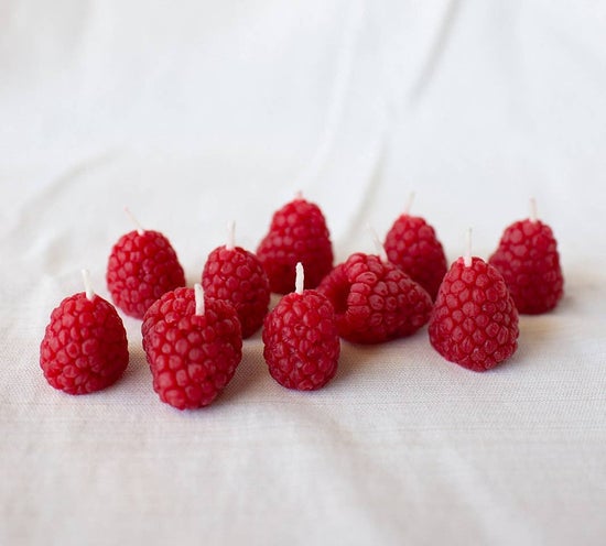 Beeswax Raspberry Birthday Candles | Set of 10