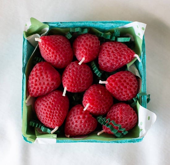 Beeswax Strawberry Birthday Candles | Set of 10
