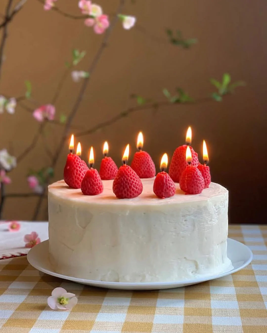 Beeswax Strawberry Birthday Candles | Set of 10
