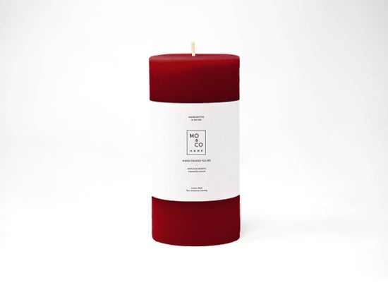 100% Beeswax Pillar Candles | Berry Red | 3 x 6 Inch