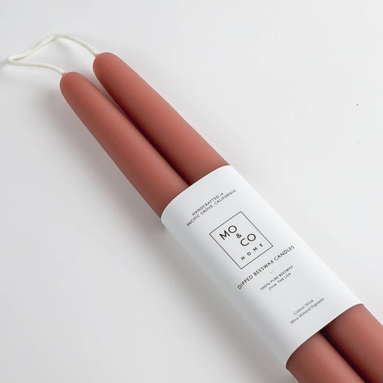 14" 100% Beeswax Taper Candles | Terra Cotta