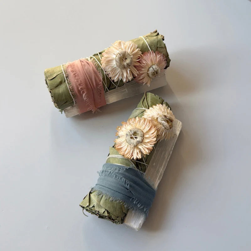 Selenite Smudge Wand | Blue Ribbon