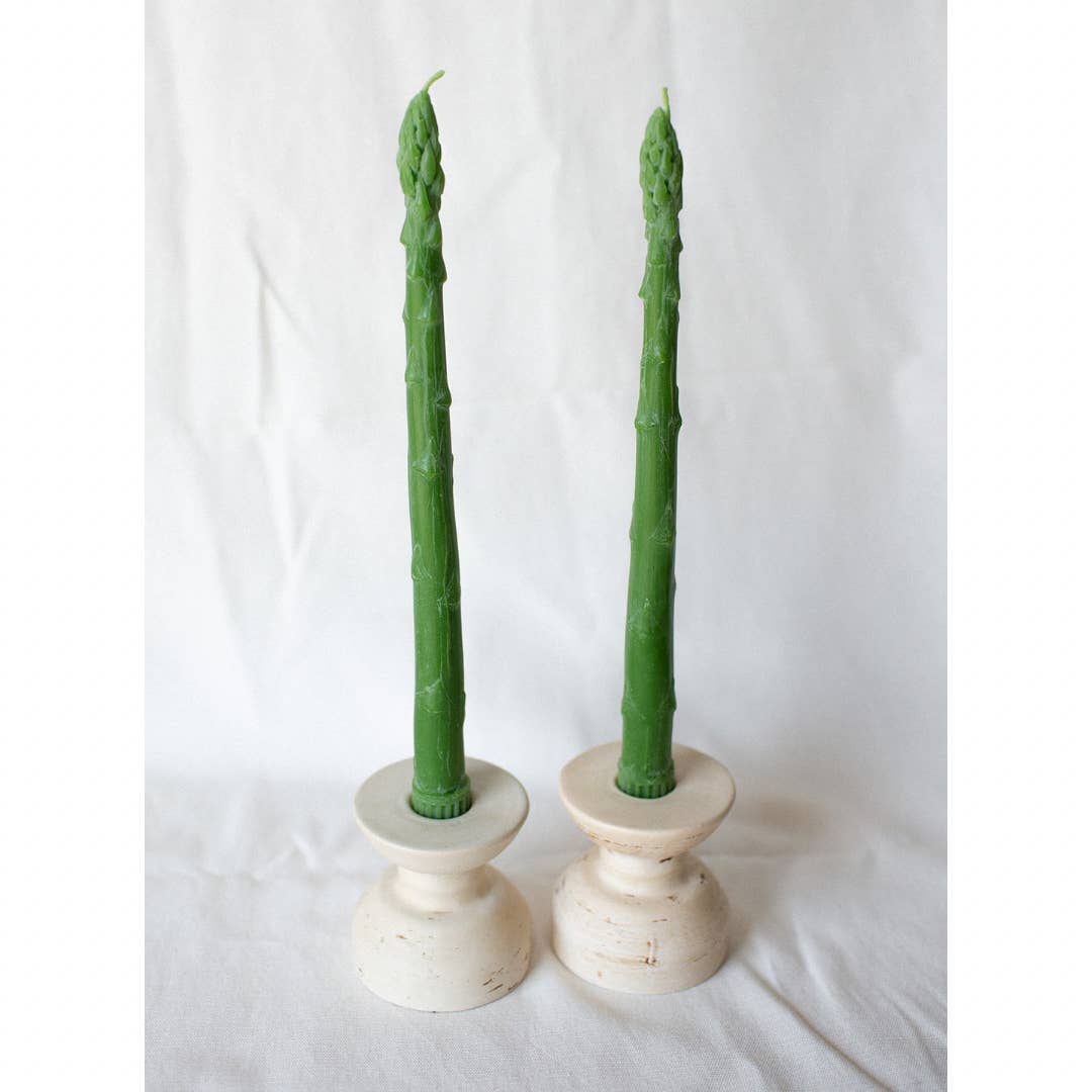 Asparagus Beeswax Taper Candles | Set of 2