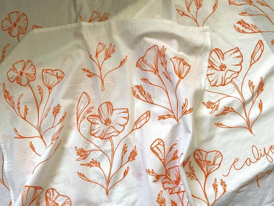 California Poppy Tea Towel