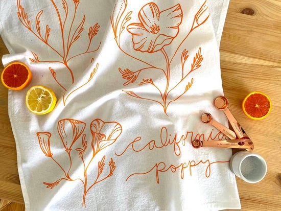 California Poppy Tea Towel