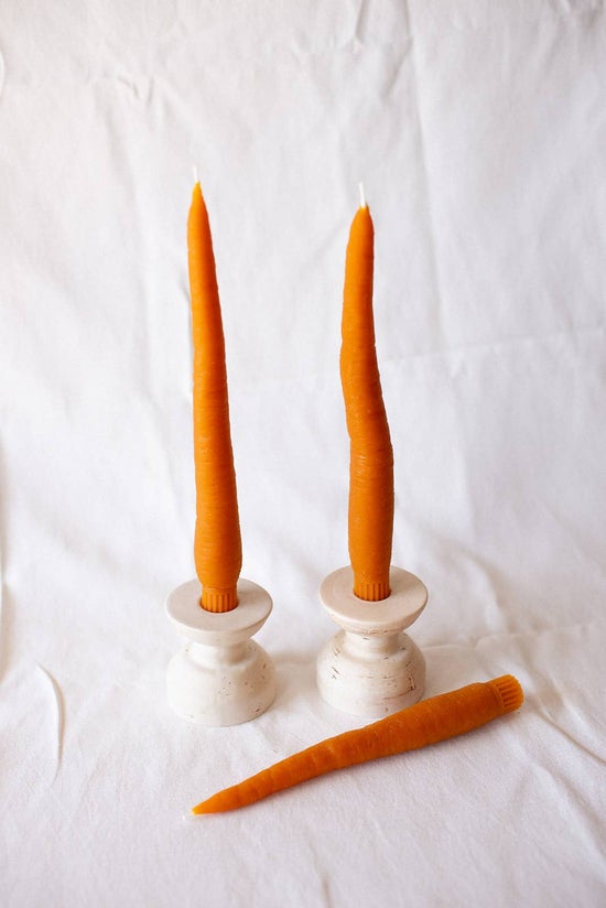 Carrot Beeswax Taper Candles | Set of 2
