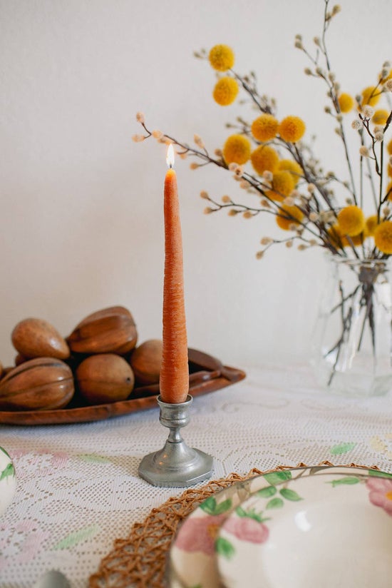 Carrot Beeswax Taper Candles | Set of 2