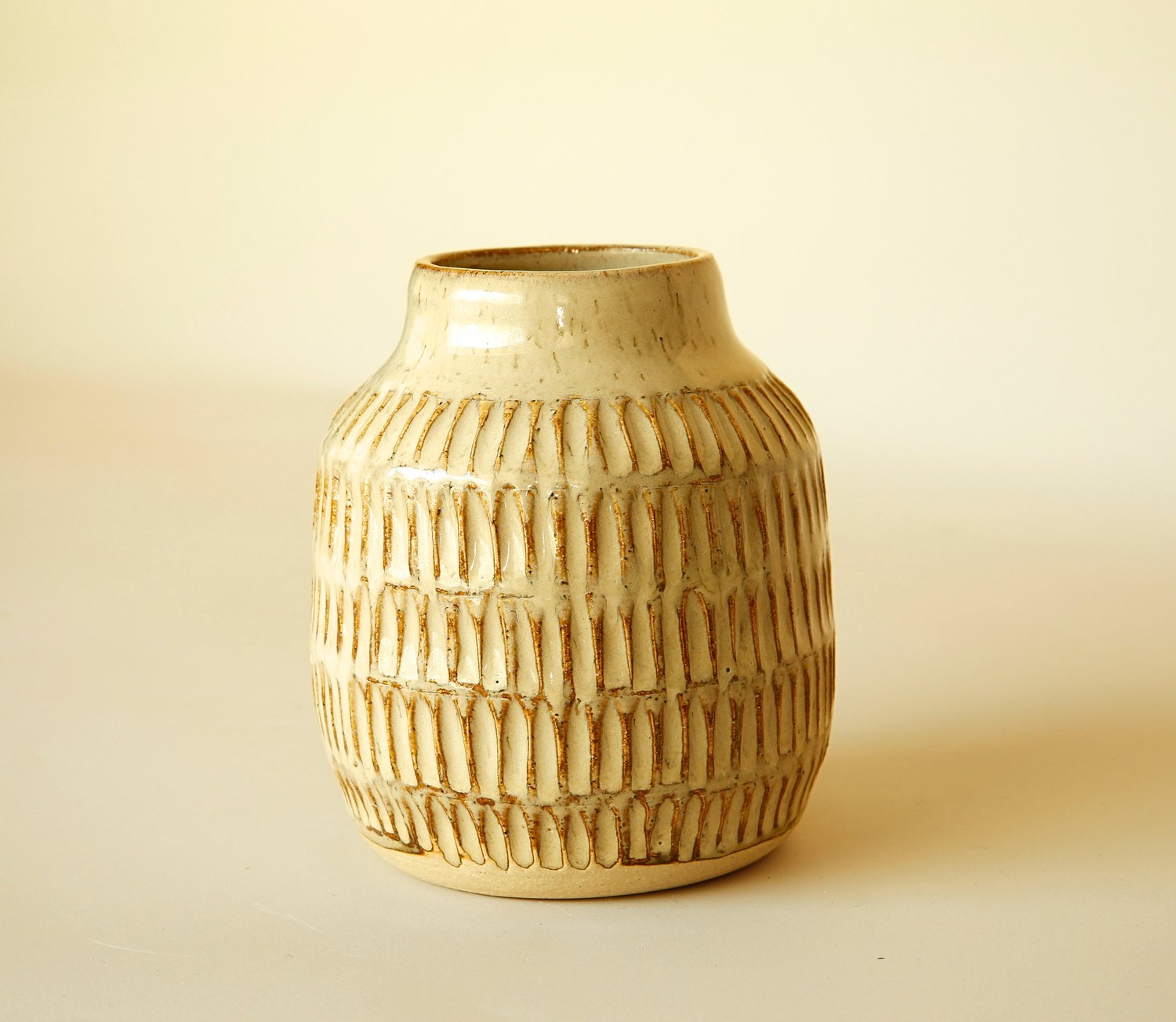 Etched Ceramic Vase in Birch