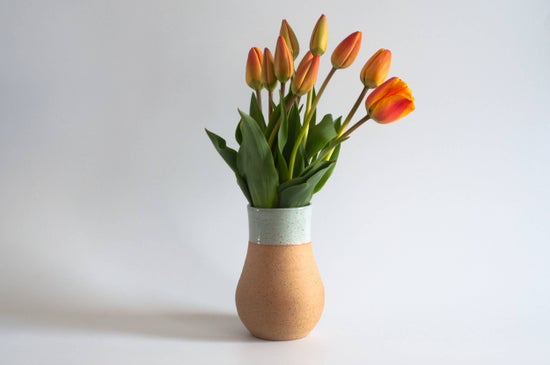 Large Ceramic Vase | Nude & Light Blue