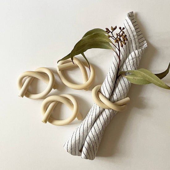 Ceramic Knot Napkin Rings | Marshmallow | Set of 4