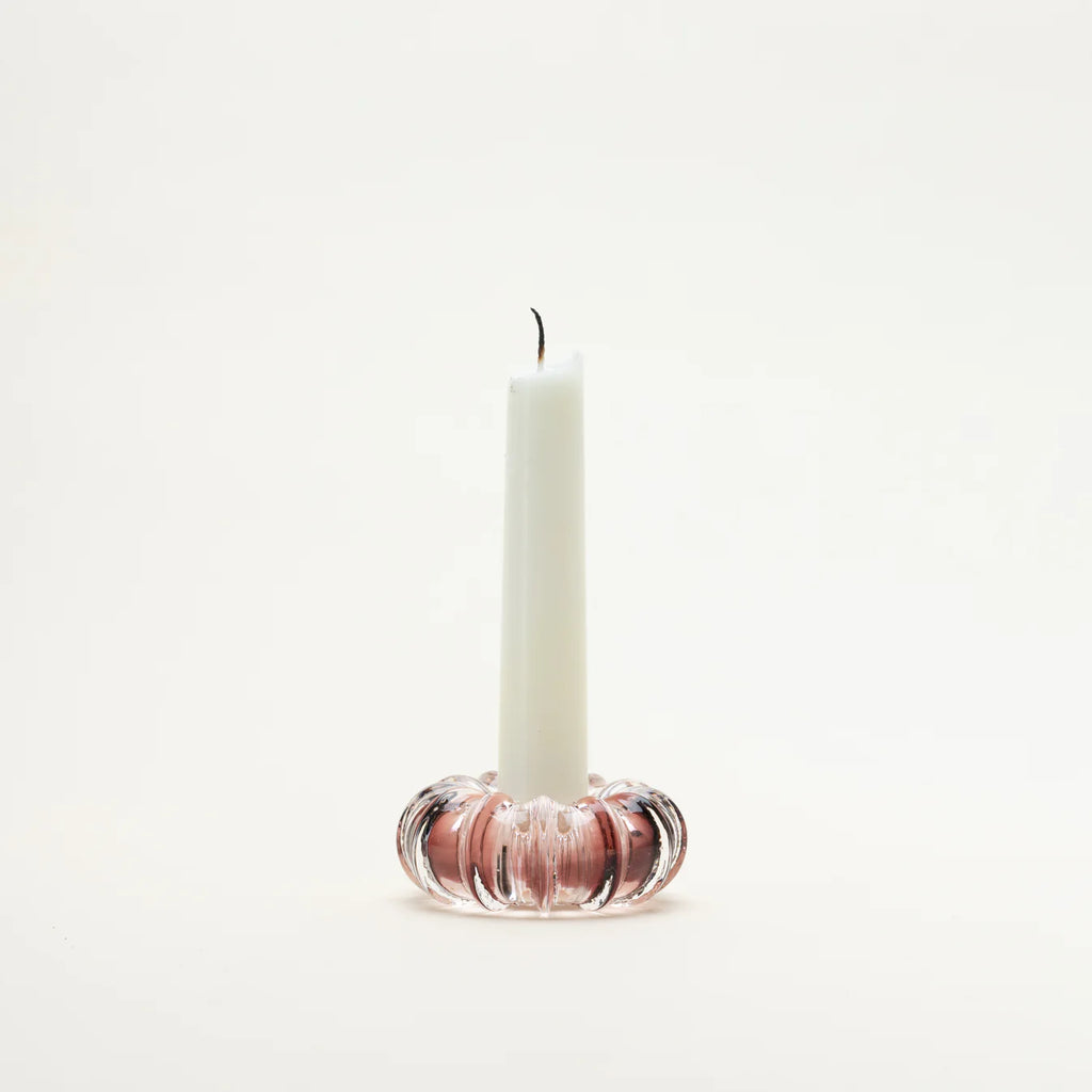 Handmade Glass Optic Taper Candle Holder