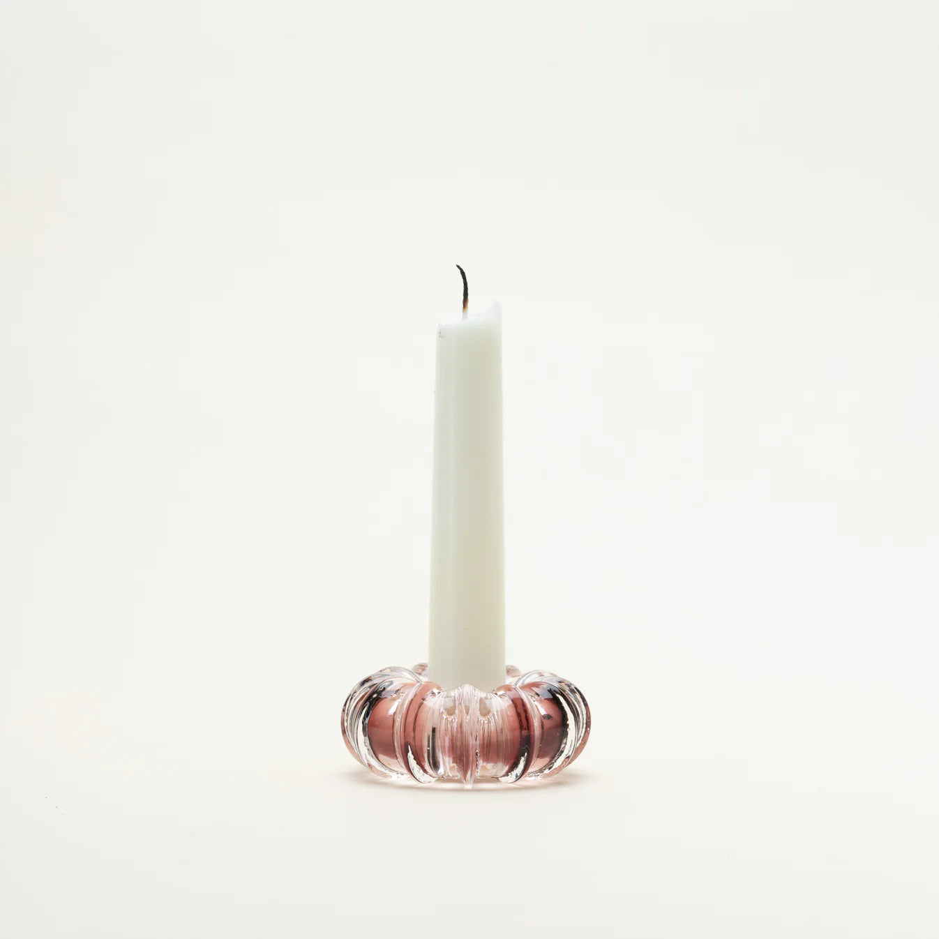 Handmade Glass Optic Taper Candle Holder