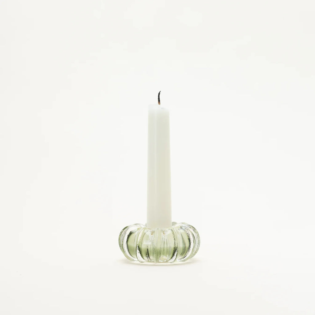 Handmade Glass Optic Taper Candle Holder