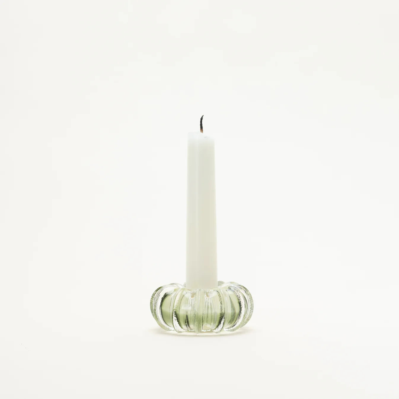 Handmade Glass Optic Taper Candle Holder