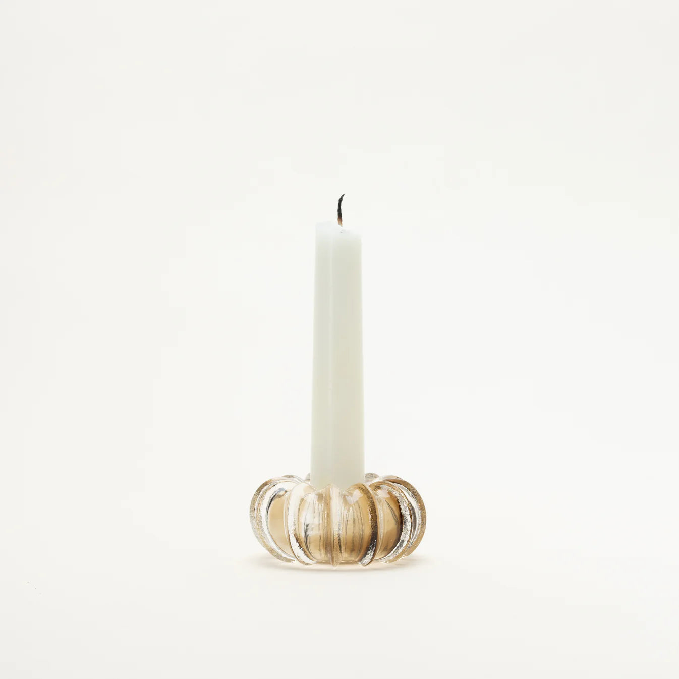 Handmade Glass Optic Taper Candle Holder