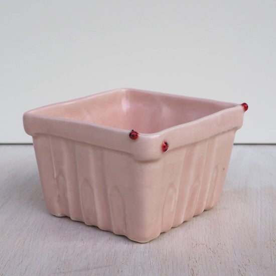 Pink Berry Basket with Ladybugs