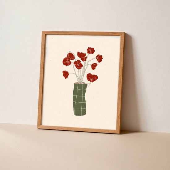 Retro Floral Art Print | Olive | 8" x 10"