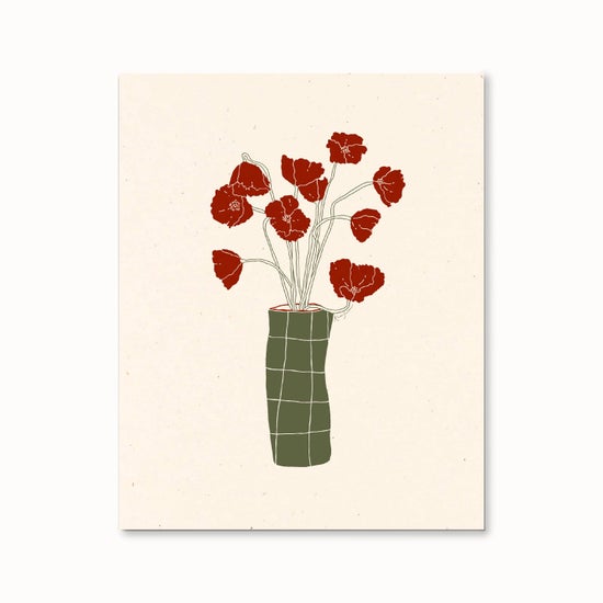 Retro Floral Art Print | Olive | 8" x 10"