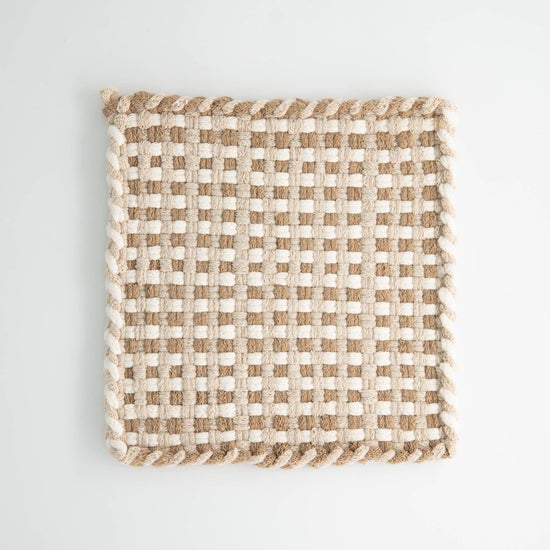 Woven Mat | Sand Collection | Winter White & Flax | Large