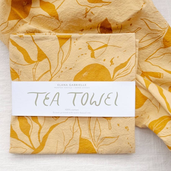 Pears Cotton Tea Towel | Mustard