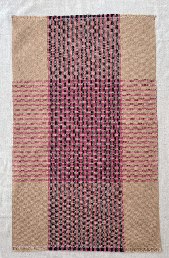 Rose Stripe Handwoven Towel | Navy, Tan, and Rose