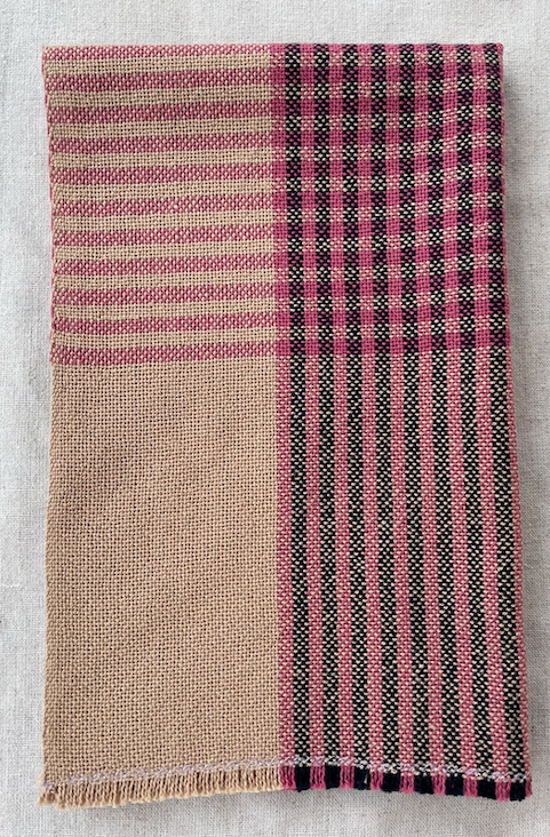 Rose Stripe Handwoven Towel | Navy, Tan, and Rose